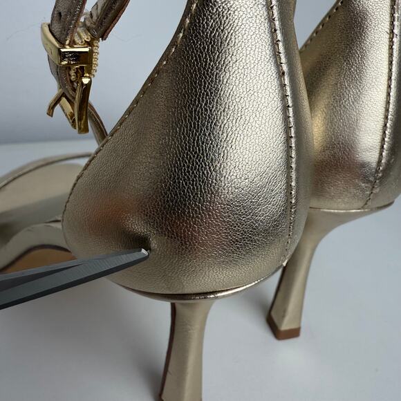 Vince Camuto Womens Enella Ankle Strap Square Toe Gold Sandals Stiletto Heels 6M - Picture 7 of 12